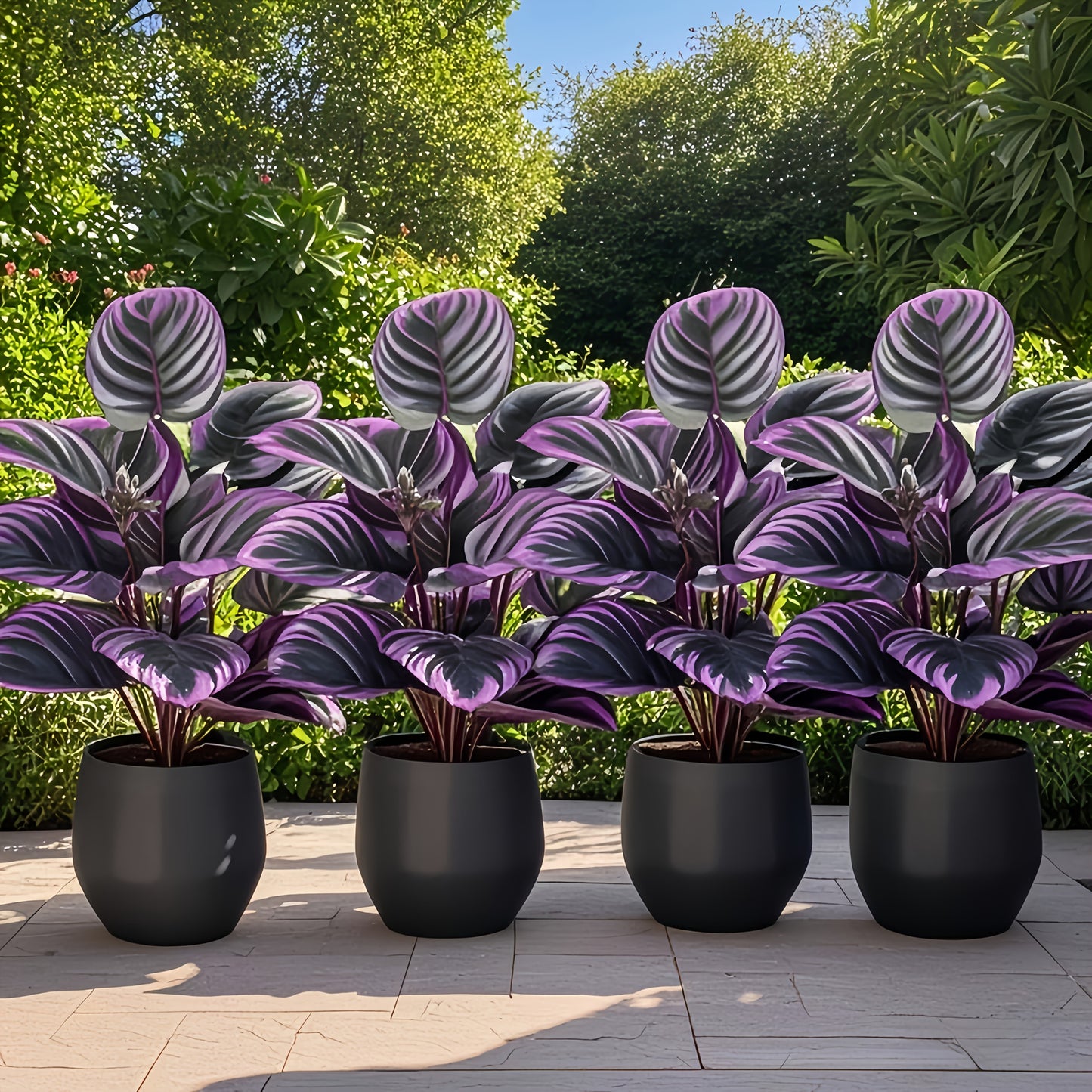 Premium Faux Plant Design – 4pcs Extra Large Artificial Purple Leaf Set