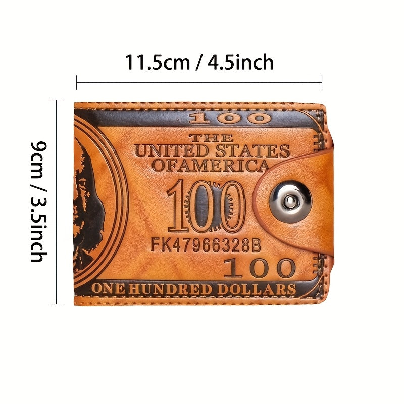 Vintage-Inspired Wallet Featuring $100 Bill Design – Sturdy Black & Brown Coin Purse for Men & Women
