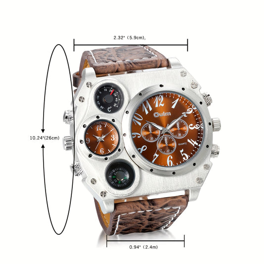Men's Dual Time Zone Quartz Watch – Casual Sport Style