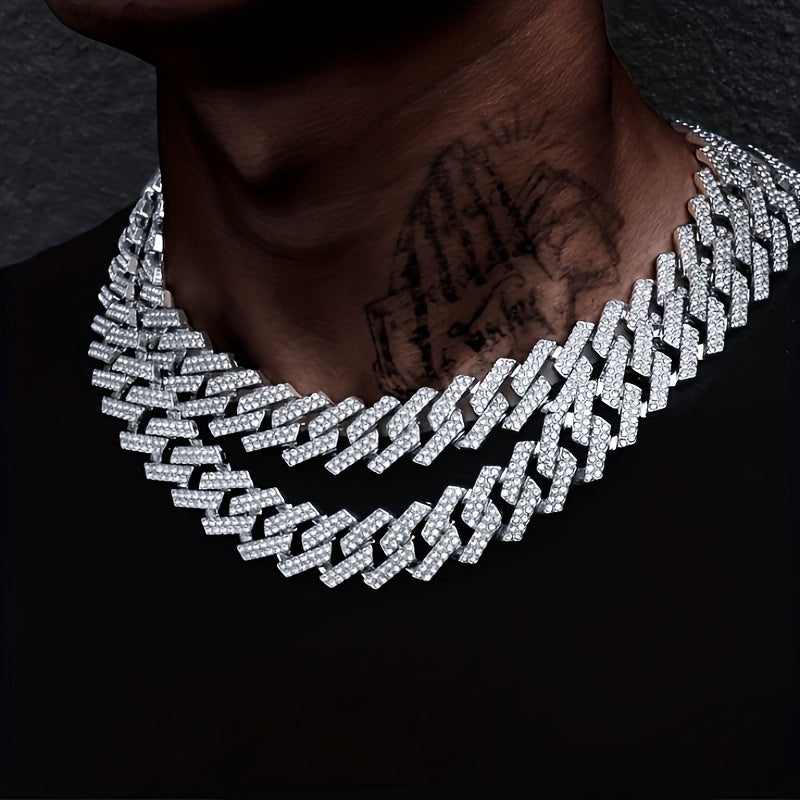 Punk Cuban Link Chain – 2-Piece Shiny Necklace & Bracelet Set