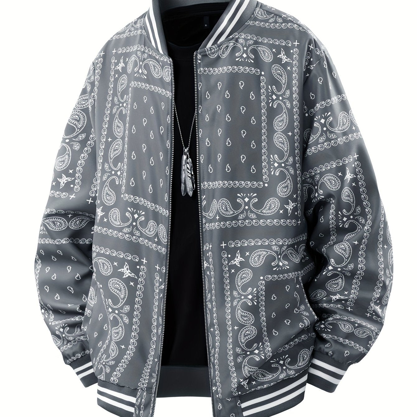 Men’s Vintage-Inspired Paisley Bomber Jacket
