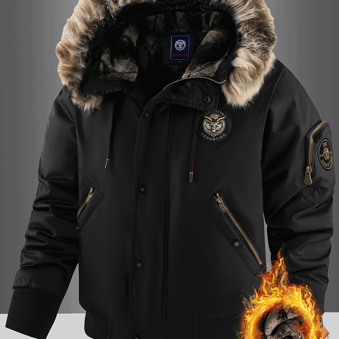 Men’s Insulated Winter Jacket with Detachable Fur Hood