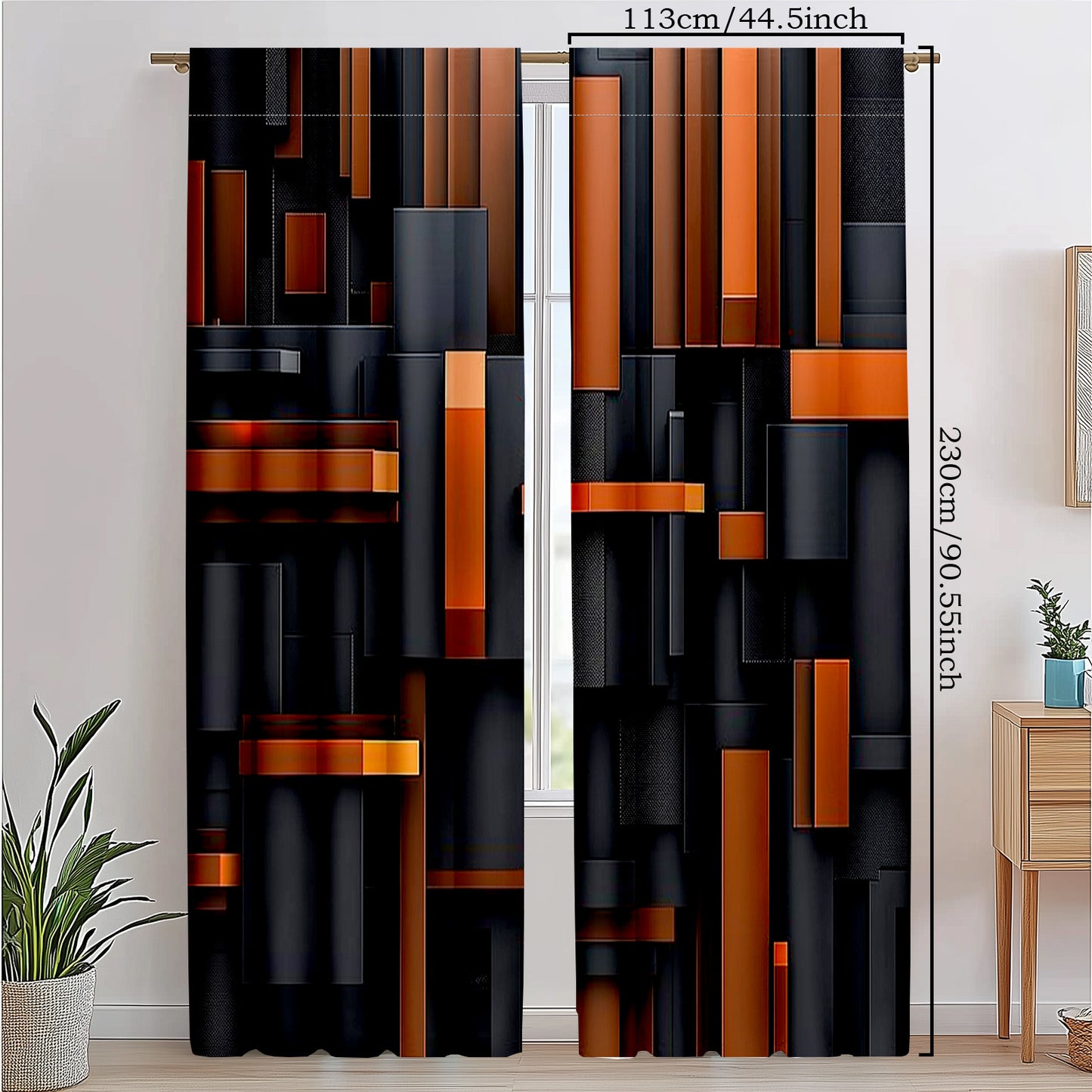 2pcs Modern Abstract Geometric Curtains