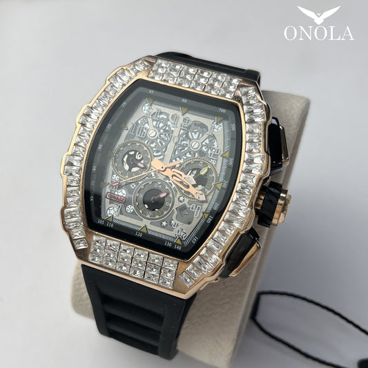 ONOLA Men's Automatic Mechanical Watch – Barrel-Shaped Tourbillon Elegance