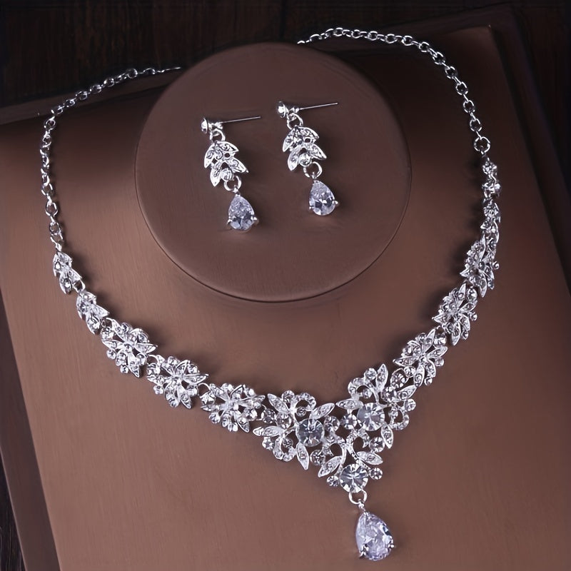 High-End Luxury Crown Necklace & Earring Set – Perfect for Brides and Special Occasions