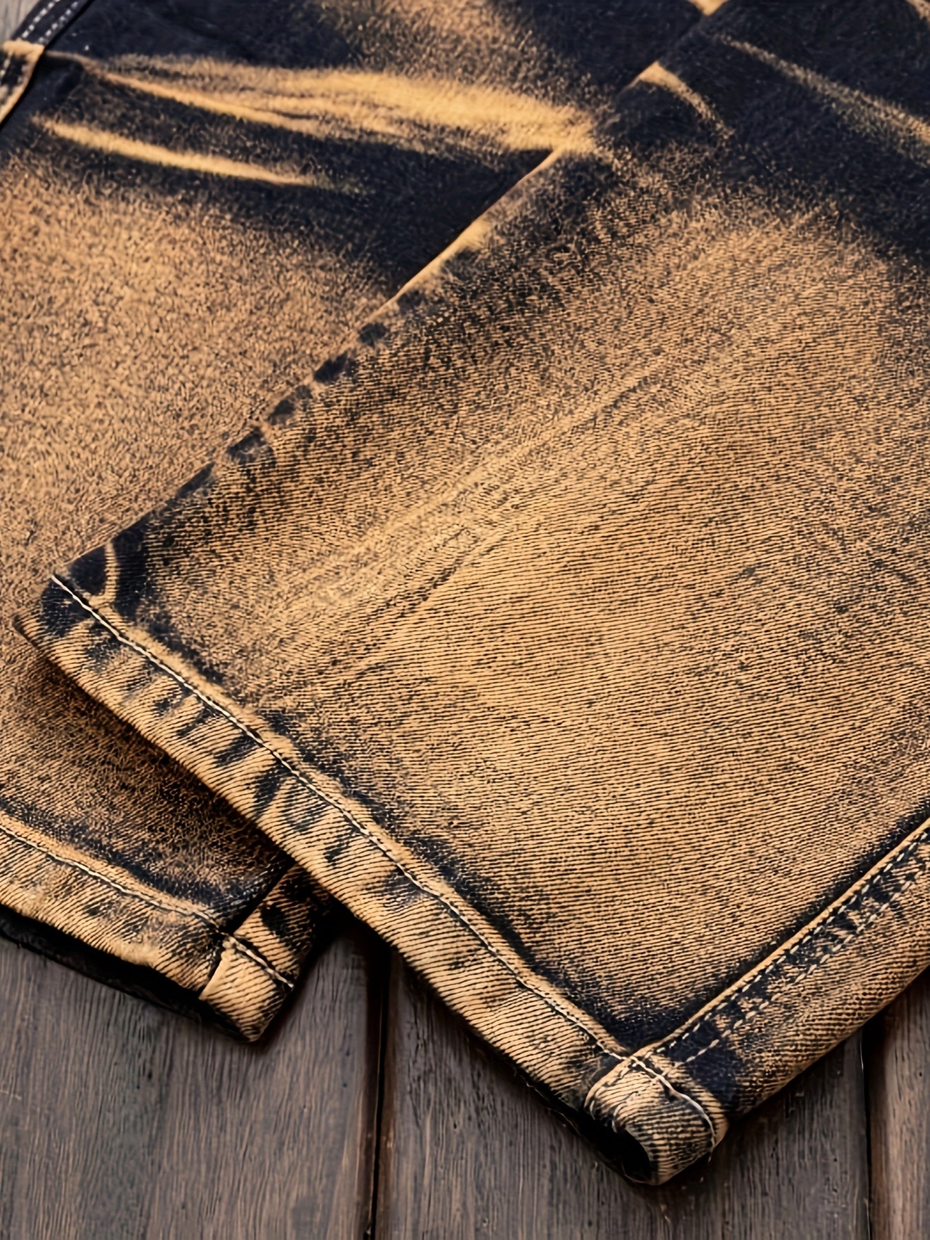 Men’s Straight Cut Ripped Camouflage Jeans – Designer Streetwear Style