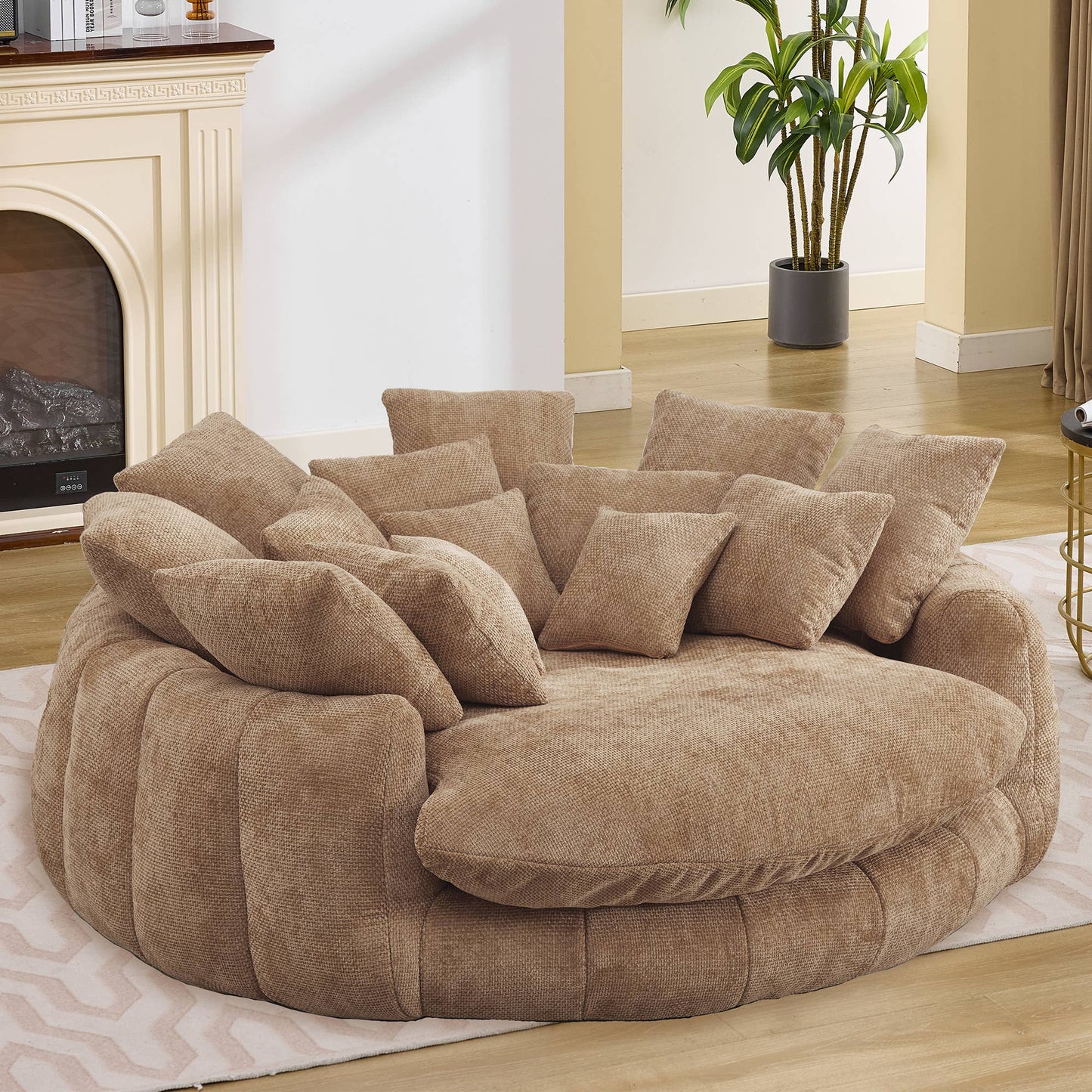 71.6" Oversized Chenille Bean Bag Sofa Chaise, 6 Colors