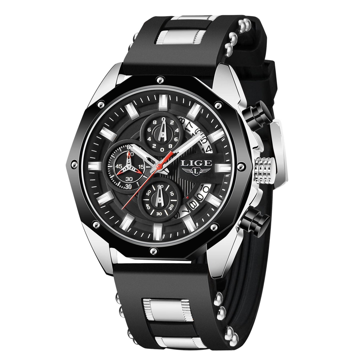 Luxury Men's Sports Watch – Chronograph Quartz with Silicone Band