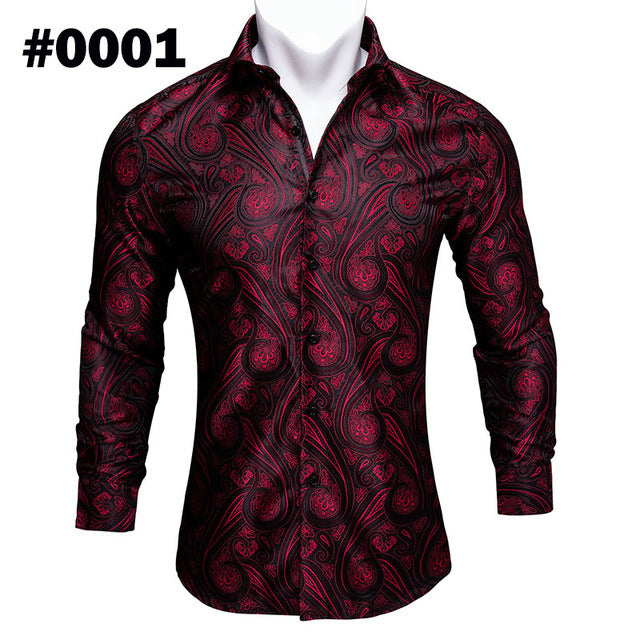 Barry Wang Teal Paisley Floral Silk Shirt – BCY-05