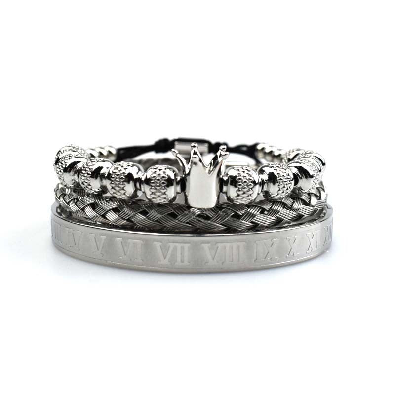 Luxury Roman Royal Crown Charm Bracelet for Men