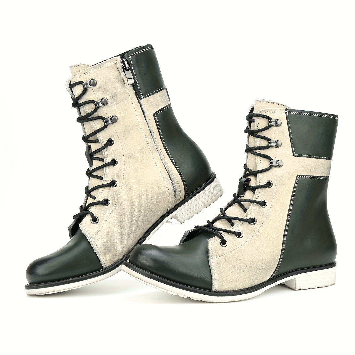 Retro Men British Style High Top Color Block Boots: