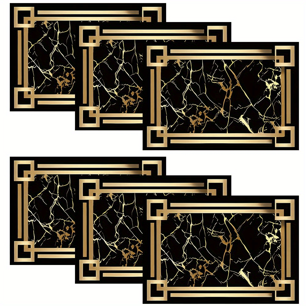 Luxury Gold Marble Table Placemats (Set of 4 or 6) – Non-Slip