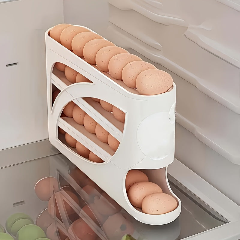 4-Tier Rolling Egg Holder – Space-Saving Side Door Design