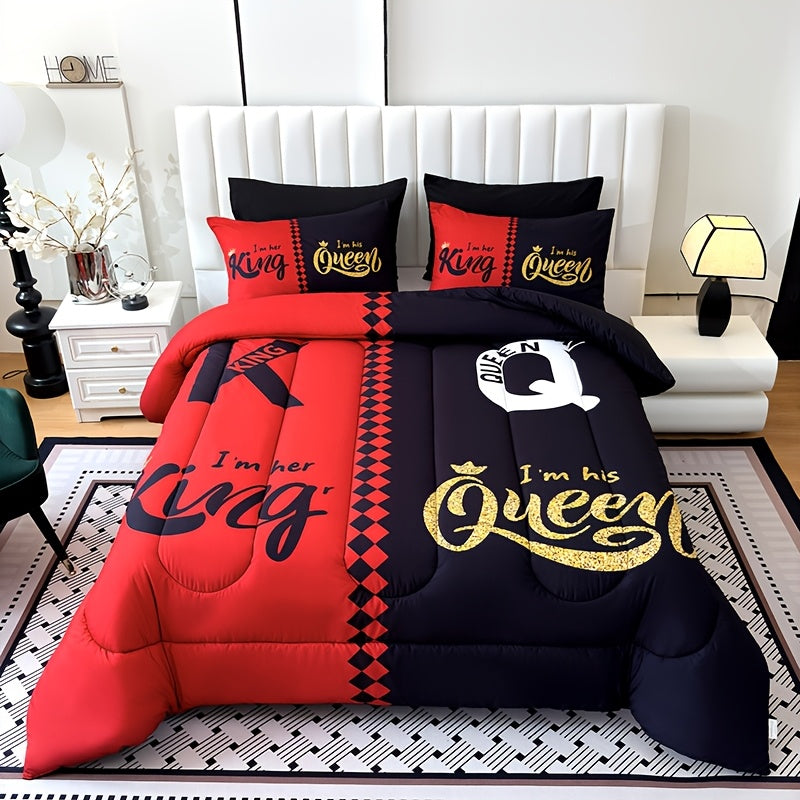 3pcs Super Soft Breathable Quilt Set – Black & Grey Color Blocking