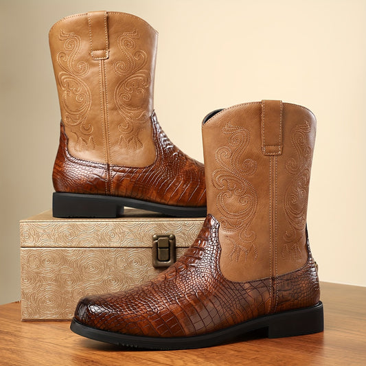 Plus Size Men's Vintage High Top Western Cowboy Boots