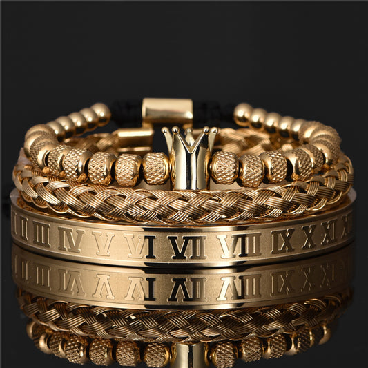 Luxury Roman Royal Crown Charm Bracelet for Men