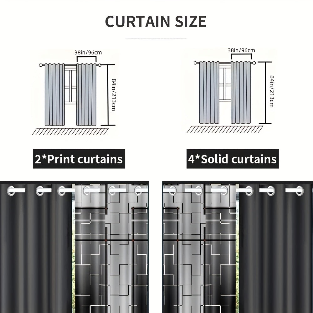 9-Piece Grey Bedding & Curtain Set – Includes Bed Cover, Pillowcases, Printed & Solid Curtains – Queen/King/Cal King Size