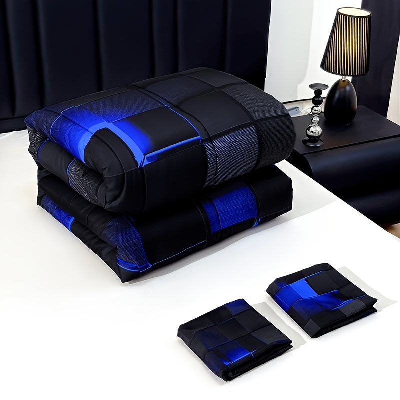 3-Piece Super Soft Fashion Grid Quilt Set