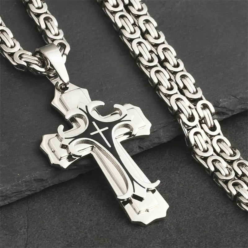 Christian Trinity Latin Cross Necklace for Men
