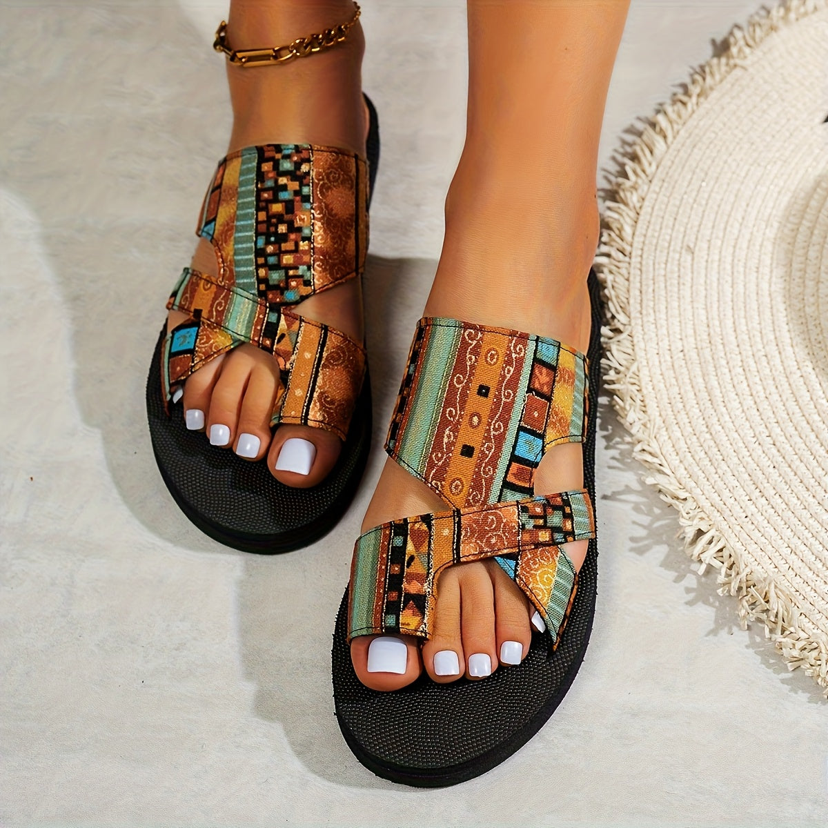 Bohemian Style Women’s Breathable Mesh Open-Toe Slippers