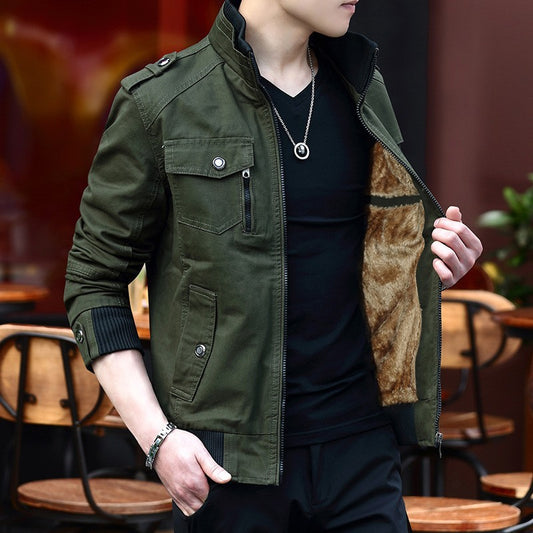 Stay Stylish & Warm: Korean-Inspired Fleece-Lined Flight Jacket