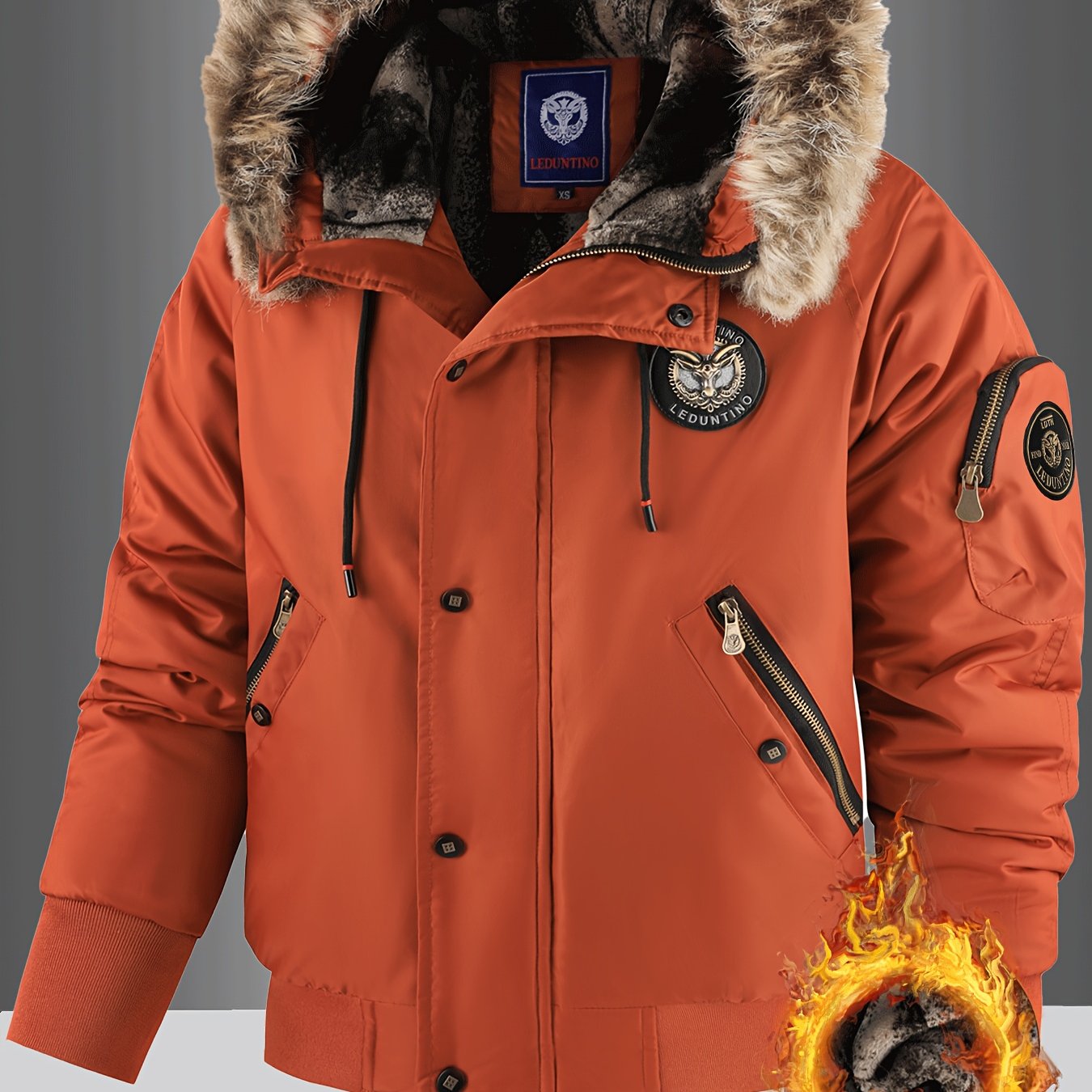 Men’s Insulated Winter Jacket with Detachable Fur Hood