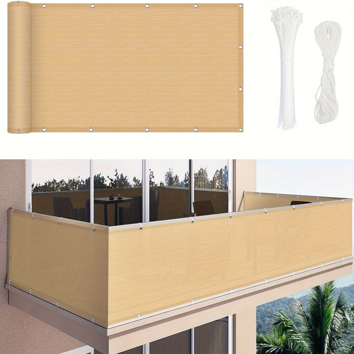 [3x16ft Privacy Screen Fence Cover Net – Windproof, Sun Shade Outdoor Protection]