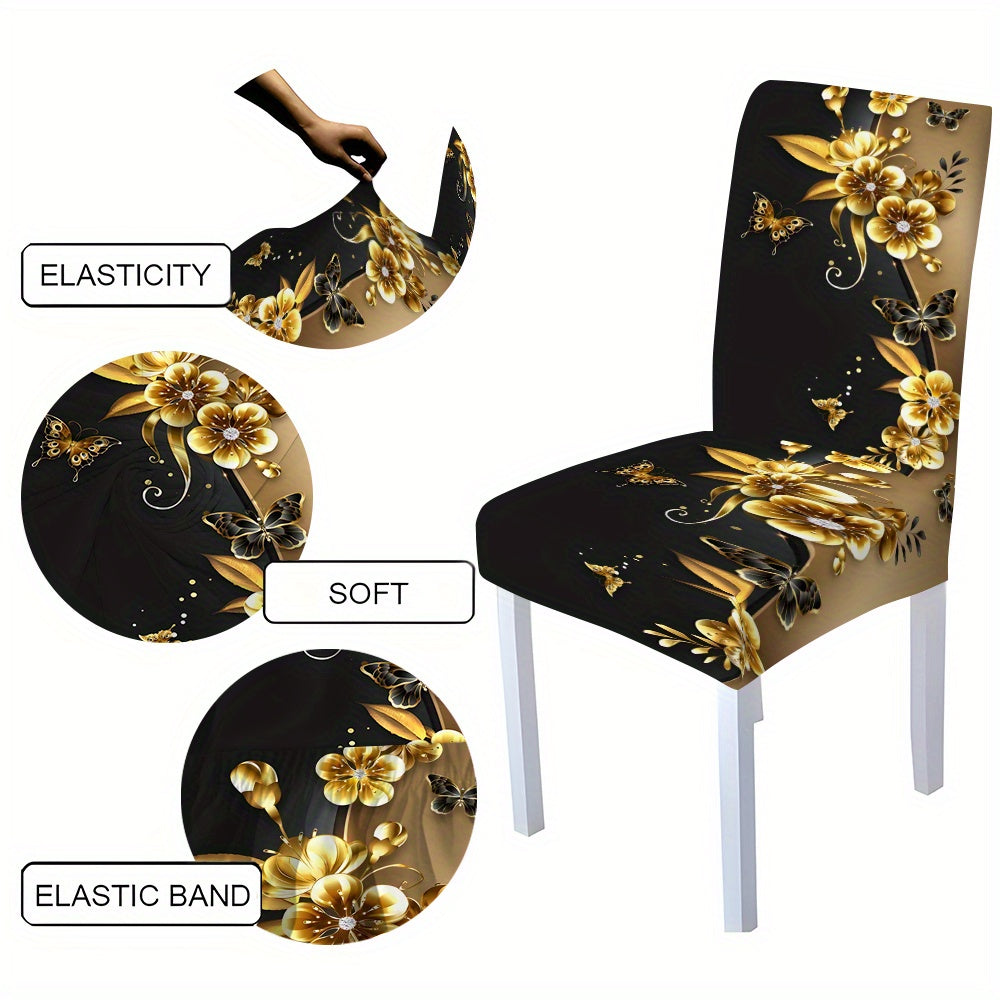 Black Golden Butterfly Tablecloth & Chair Cover Set – 5pcs / 7pcs