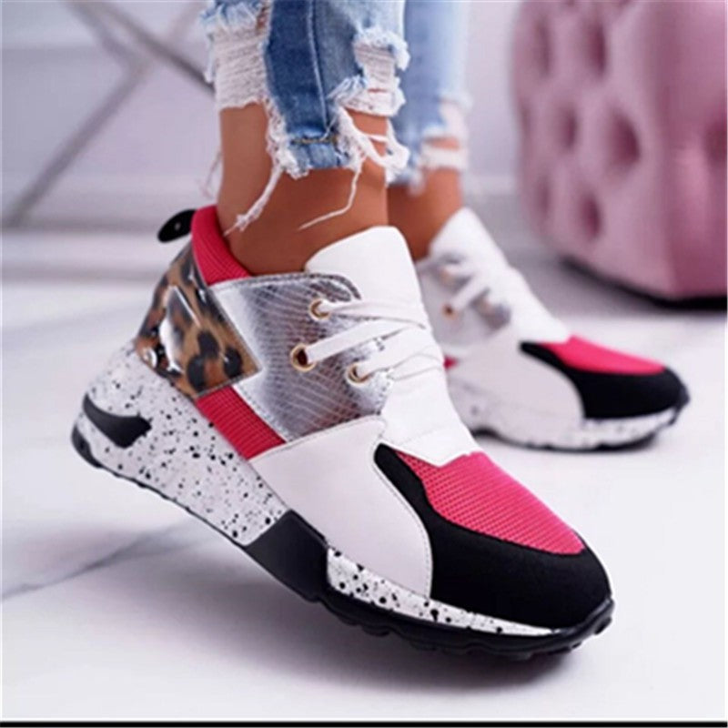 Women’s Plus Size Platform Mixed-Color Sneakers – Stylish Lightweight Running Shoes