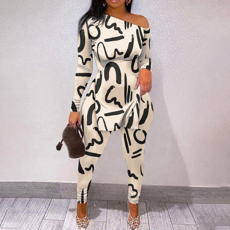 Women's Urban Style 3D Character Print Long Sleeve 2 pc Set