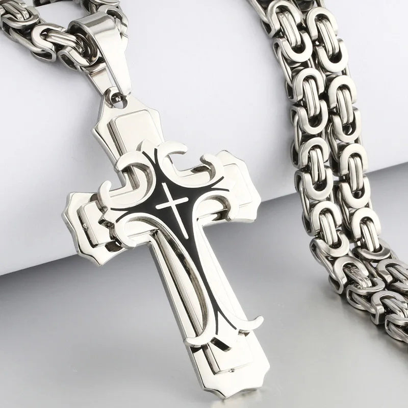 Christian Trinity Latin Cross Necklace for Men