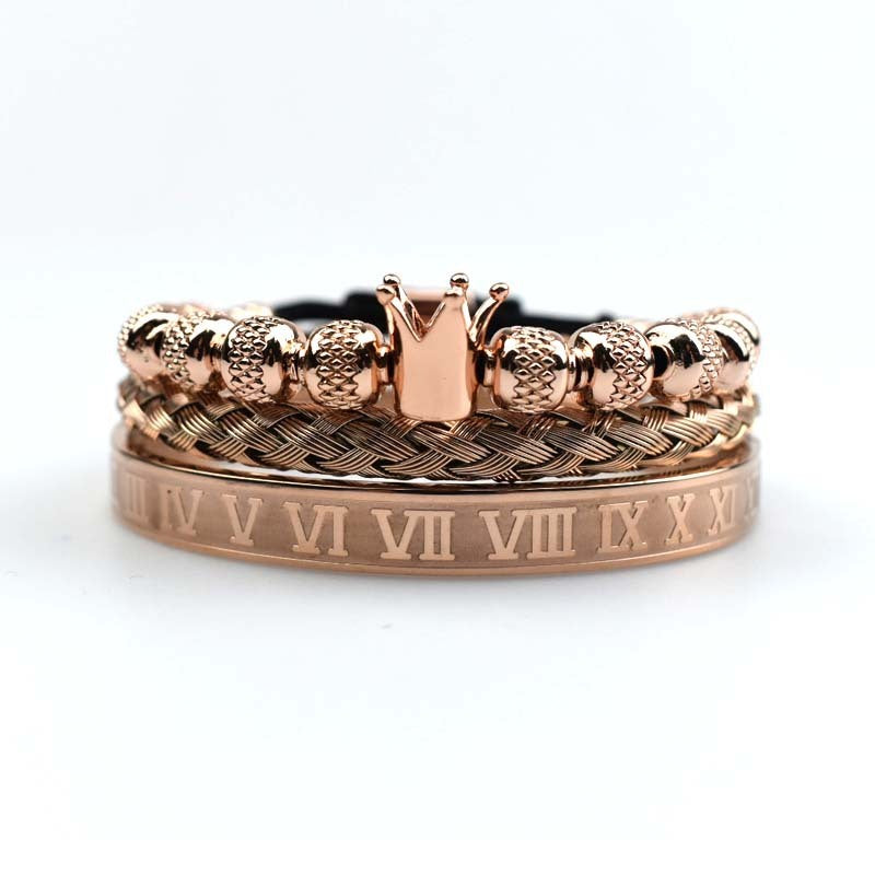 Luxury Roman Royal Crown Charm Bracelet for Men