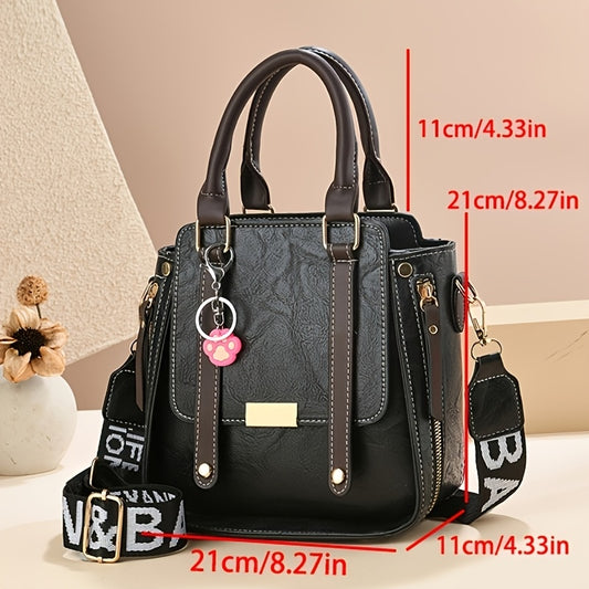 Elegant Vintage Solid Color Faux Leather Crossbody Bag