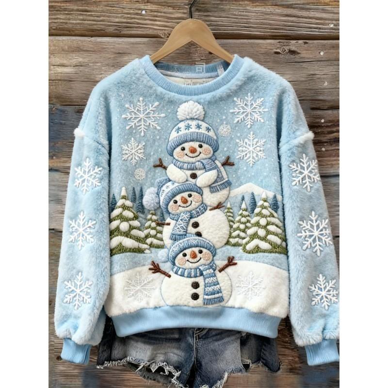 Women's Round-neck Sweatshirt With Faux