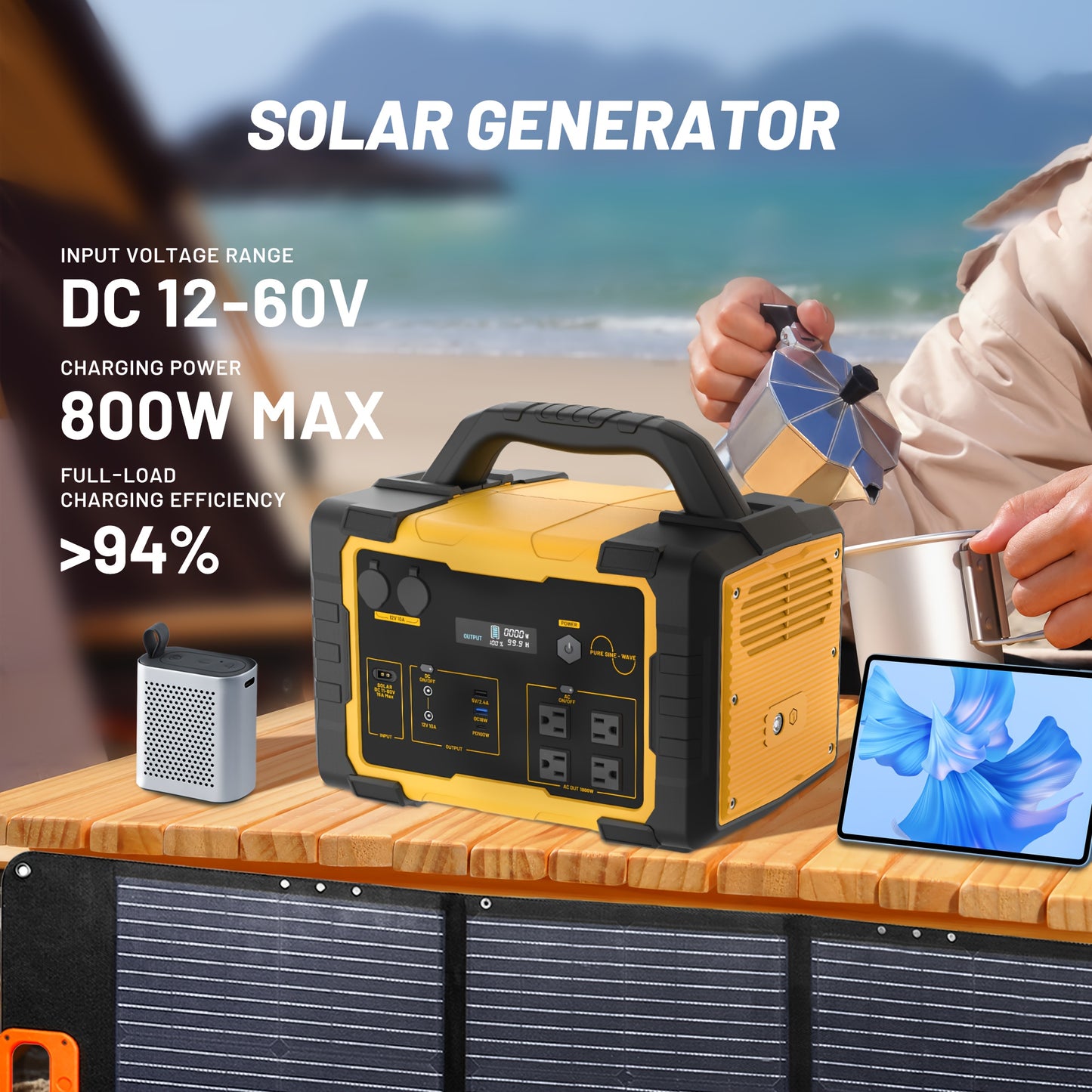 A Mobile Power Supply, equipped with a 200W solar panel
