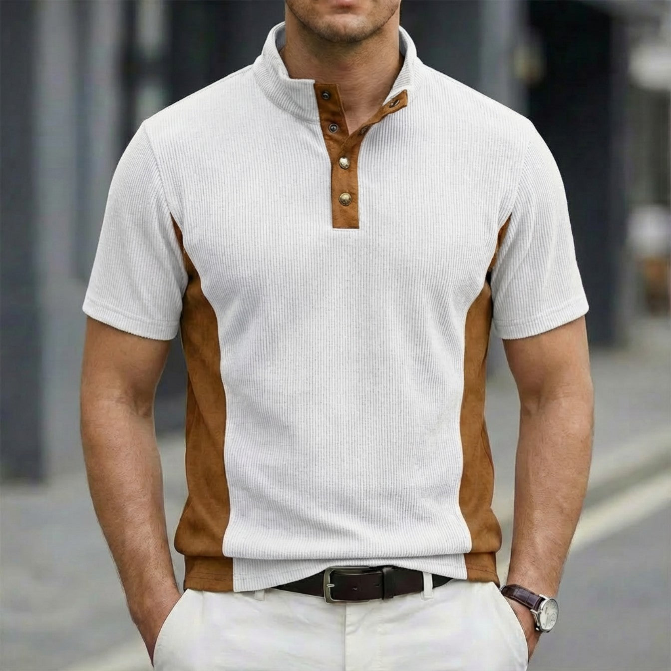 BYLT Basics Stand Collar Short Sleeve Polo