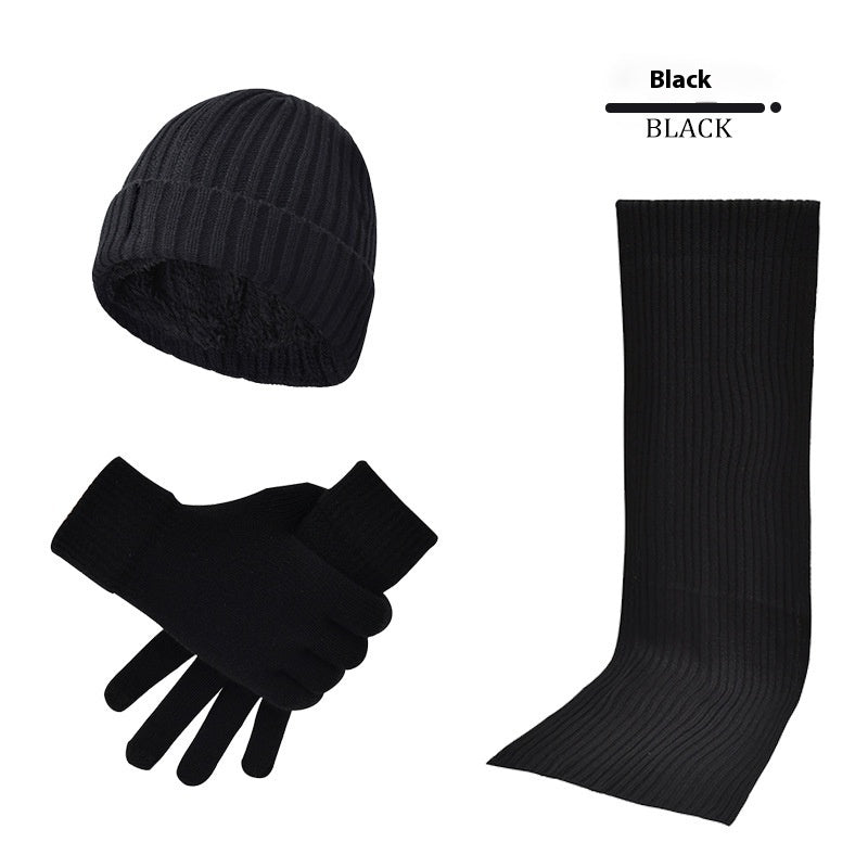 Men's & Women's 3-Piece Winter Set – Thick Knit Wool Hat, Scarf & Gloves