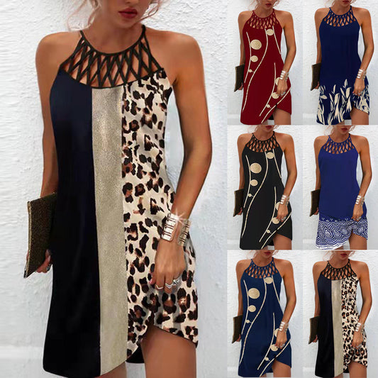 Fashion Print Halter neck Dress for Women – Summer Casual Style