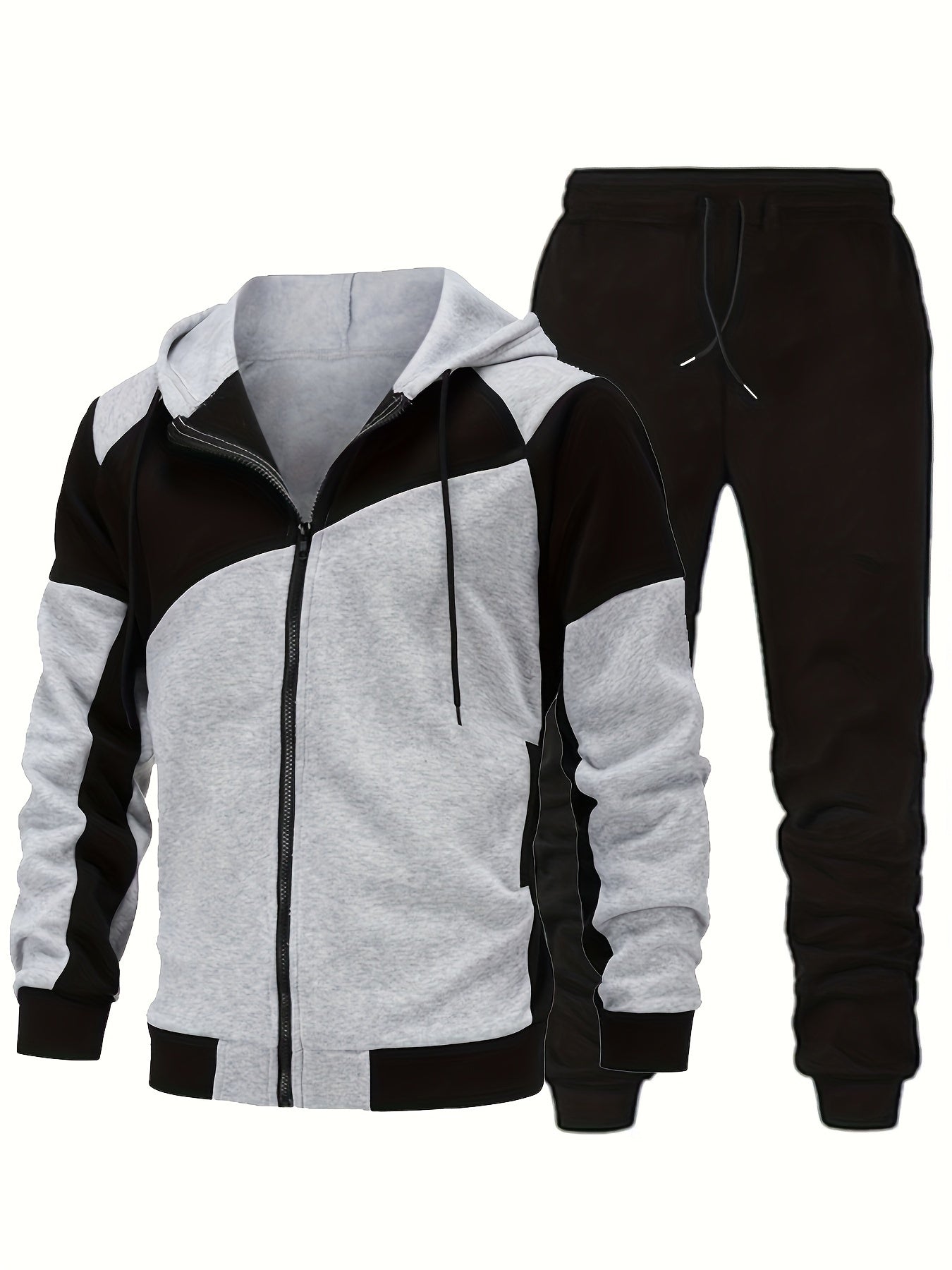 Autumn Winter Men's Zipper Hoodie Suit-Fleece Hoodie Men's Casual Sportswear Set