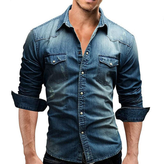 Men’s Long Sleeve Casual Shirt – Slim Fit, Solid Color