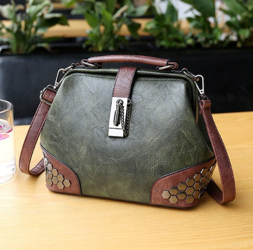 Vintage Leather Doctor-Style Handbag for Women