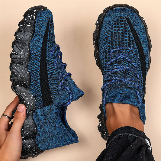 Men's Casual Sneakers – Geometric Knit Comfort & Style