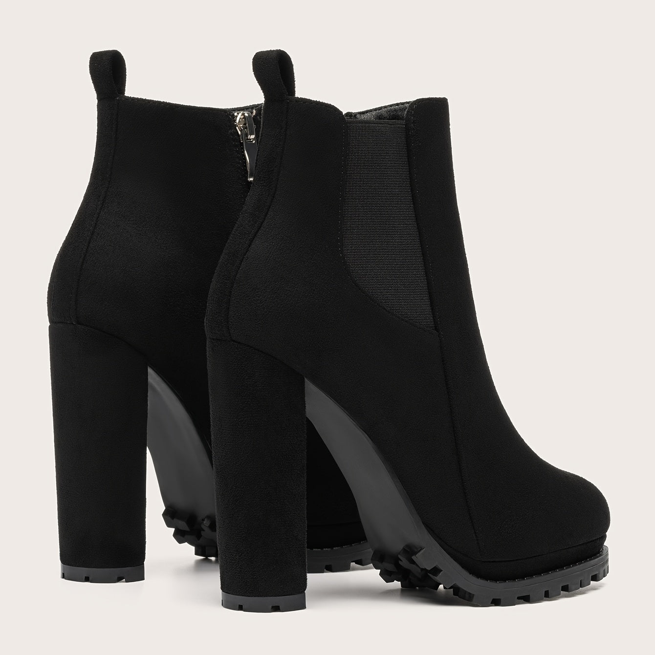 Stylish Pointed Toe Ankle Boots – Chunky Heel, Platform Comfort, Side Zipper Convenience