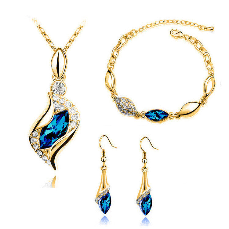 Fashion Necklace Bracelet Earrings Ring Jewelry Set