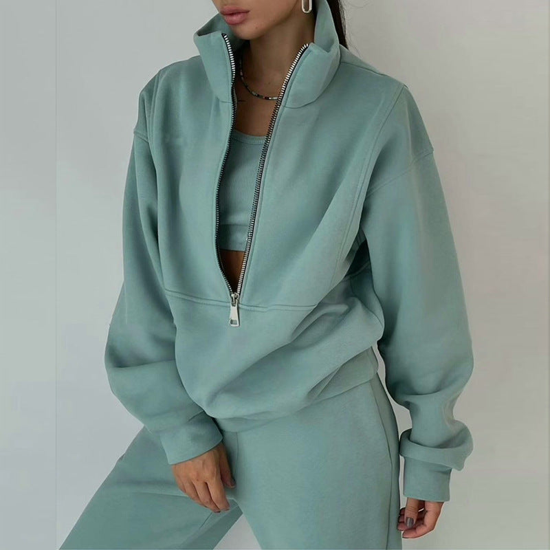 Women's Two-Piece Sweater Fleece Sports Street Activewear Set