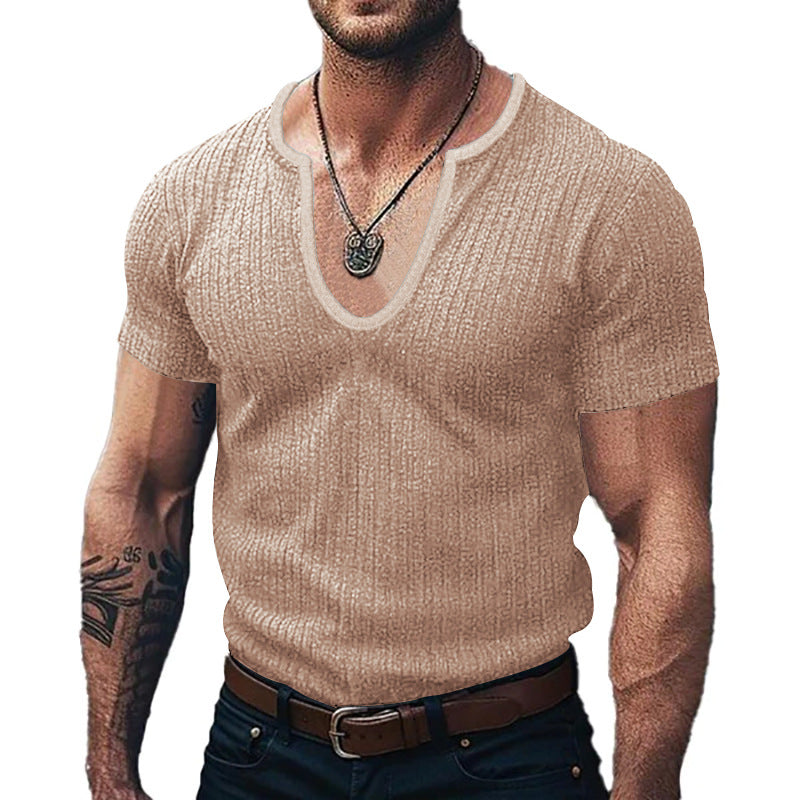 Men’s Slim Fit V-Neck T-Shirt – Solid Color Casual Basic Tee