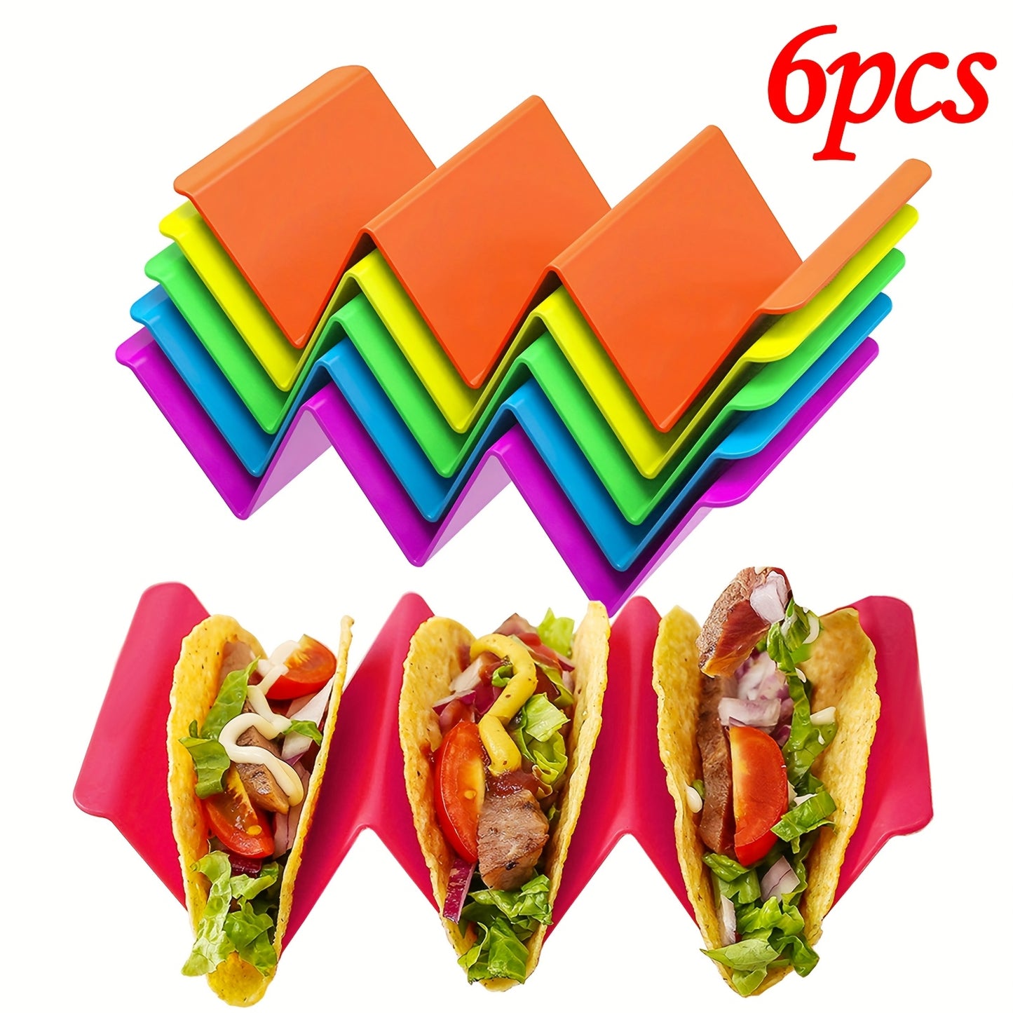 1pc/6pcs Colorful Taco Holder Stands – Premium Large Taco Tray Plates