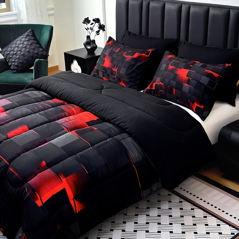 3-Piece Super Soft Fashion Grid Quilt Set