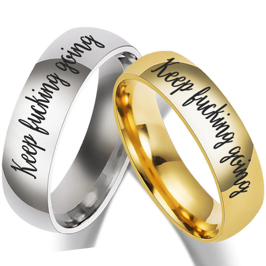 Punk "Keep Going" Inspirational Ring