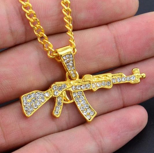 Cool Gothic Gun-Shaped Pendant Necklace for Men